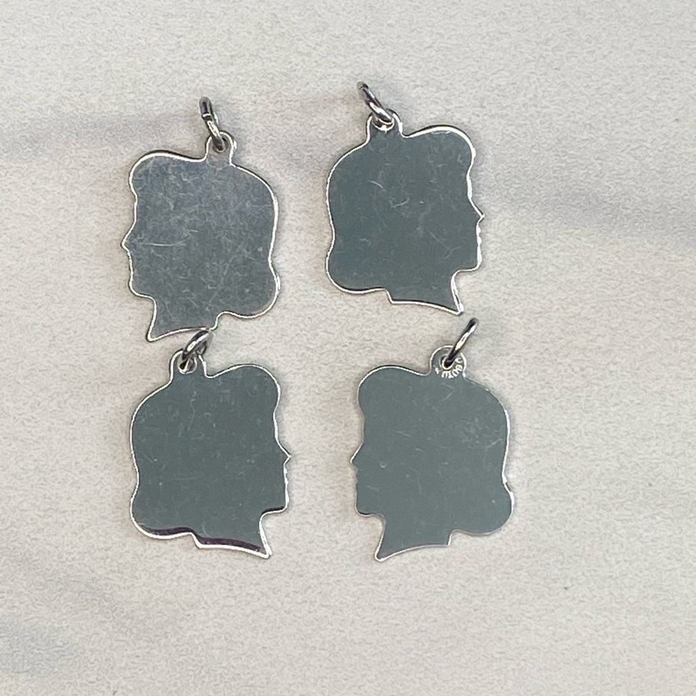 4 Little girl‎ silhouette charms sterling silver 925